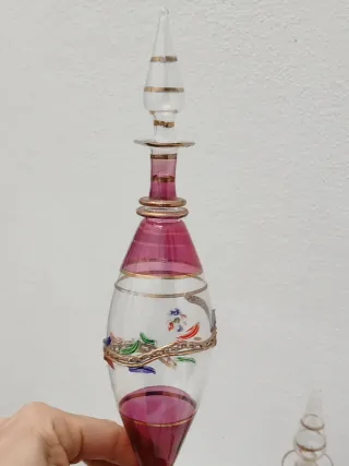 Coppia vasi boccetta vetro soffiato