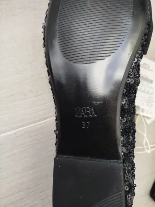 Bailarinas Zara Negras Lentejuelas Talla 37