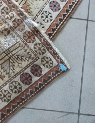 Tappeto vintage kilim turco lana beige e marrone