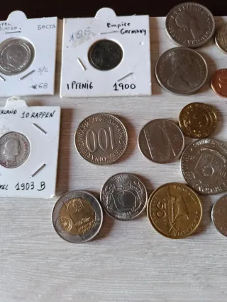 Lote de monedas antiguas: Alemania, Suiza y más