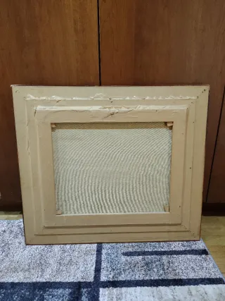 Quadro a olio paesaggio con carretta e casa