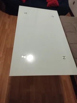 Mesa de centro cristal y metal