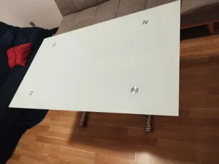 Mesa de centro cristal y metal