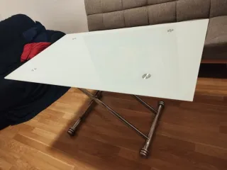 Mesa de centro cristal y metal