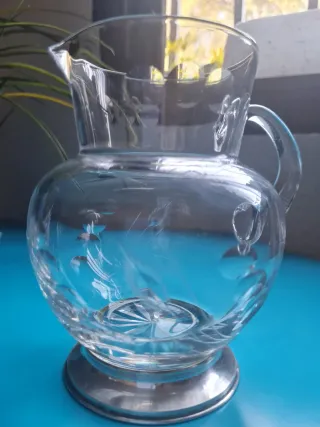 Jarra cristal original con base plata