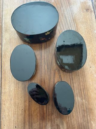 5 Scatole Portagioie vintage in Lacca Cinese