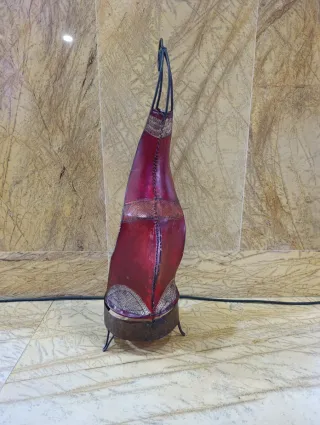Lámpara Marroquí Cuero Rojo