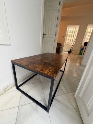 Mesa de centro rústica madera y metal