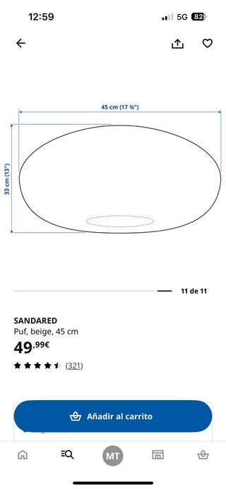 Puf Beige Ikea 45 cm