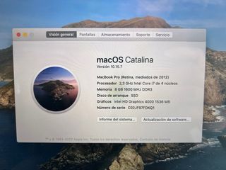 MacBook Pro 15" I7 2,3GHZ 8GB 250SSD OSX/WIN 10