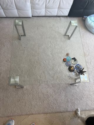 Mesa de centro cristal y metal