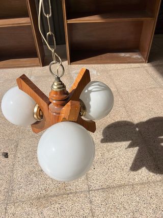 Lámpara colgante madera y cristal