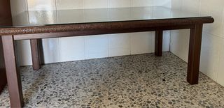 Mesa de centro cristal y madera