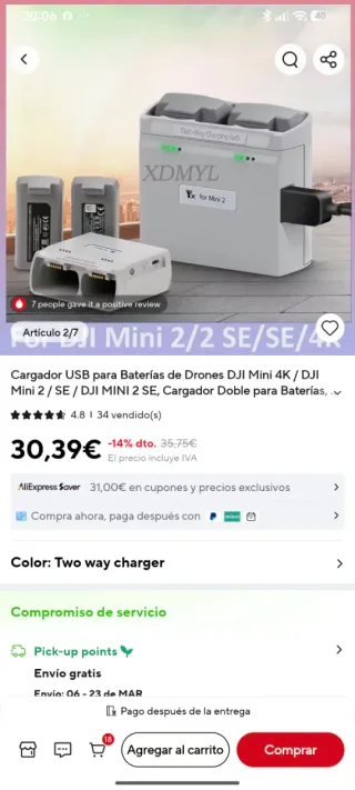 Cargador DJI Mini 2 para 2 Baterías