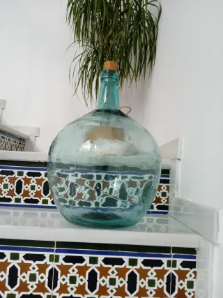 Damajuana azul antigua decoración