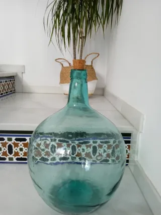 Damajuana azul antigua decoración