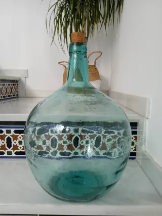 Damajuana azul antigua decoración