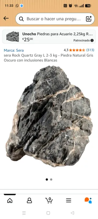 Roca para acuario Sera Rock Quartz 3 euros el kg