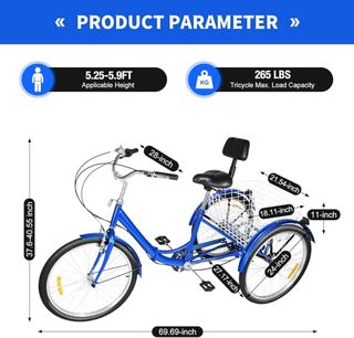 Triciclo Adulto Plegable 24 Pulgadas