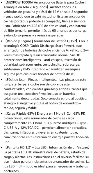 NEXPOW 10000A Arrancador de Coches.