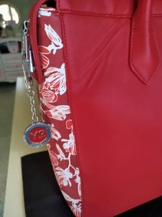 Borsa Y Not? rossa con stampa floreale