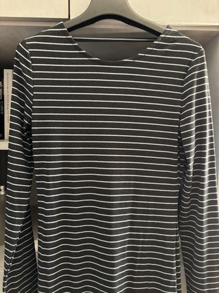 Vestido largo rayas canalé lurex S