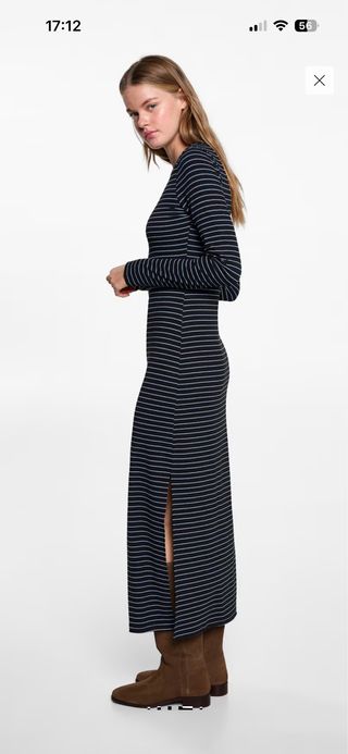 Vestido largo rayas canalé lurex S