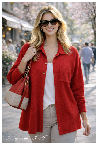 Chaqueta Naulover de punto roja.