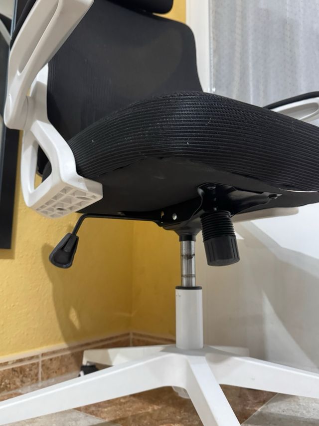 Silla de escritorio ergonómica negra y blanca