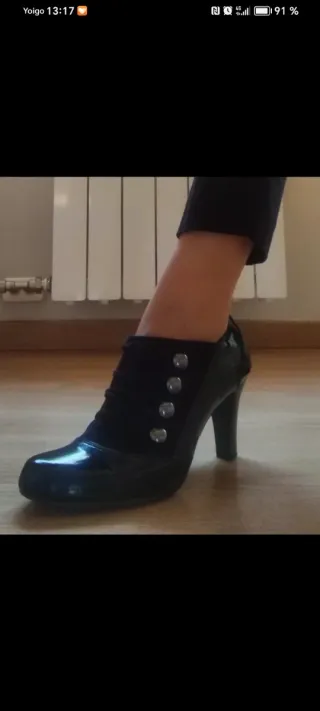 Botines negros tacón bajo
