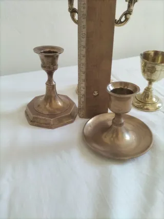 Vajilla antigua candelabros plata bronce vintage