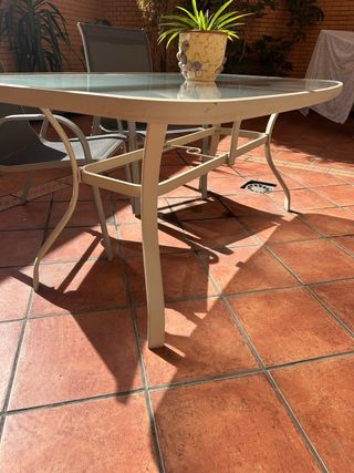 Mesa de terraza cristal y metal