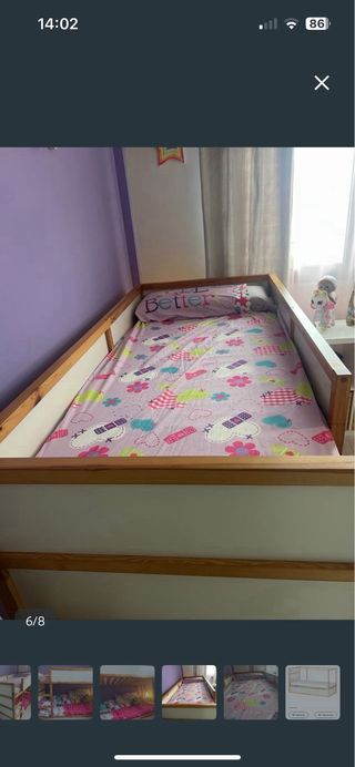 Literas Kura Ikea Madera Blanca y 2 colchones