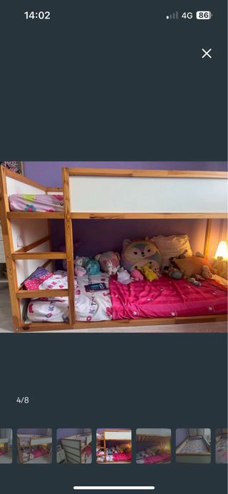 Literas Kura Ikea Madera Blanca y 2 colchones