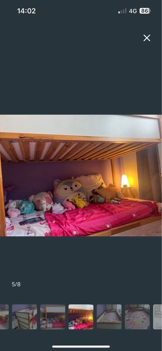 Literas Kura Ikea Madera Blanca y 2 colchones