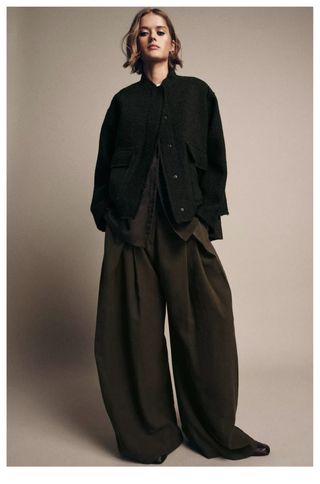 Chaqueta Zara Lana ZW Collection Verde Oliva