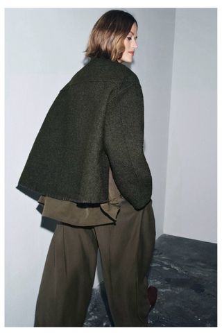 Chaqueta Zara Lana ZW Collection Verde Oliva