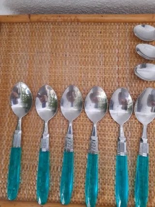 Cubertería Metacrilato Turquesa y Plata