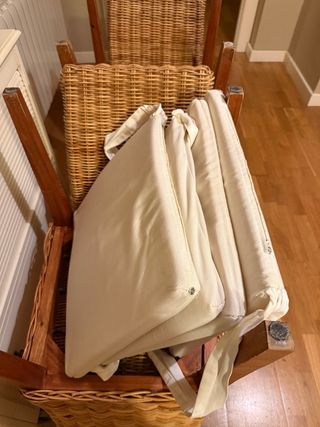 Conjunto 4 sillas de mimbre y madera Base 45*40