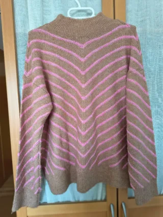 Jersey Mango Rayas Rosas Marrón