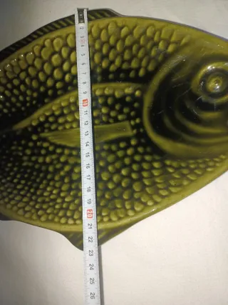 Travessa Cerâmica Peixe Verde Oliva