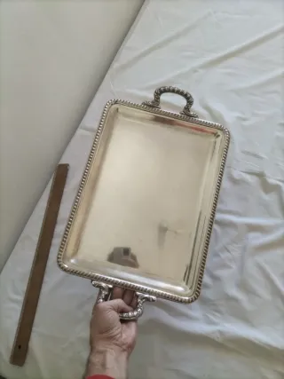 Vajilla antigua plata alpaca bandeja fuente servir