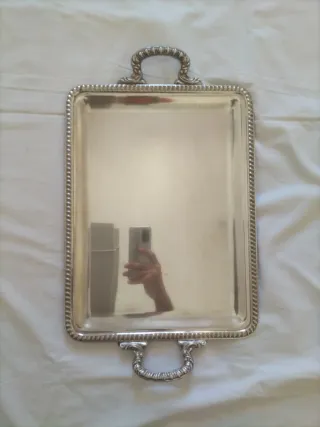 Vajilla antigua plata alpaca bandeja fuente servir