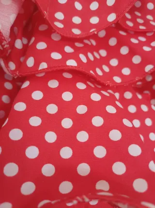 Traje Flamenca Niña Rojo Lunares Blancos