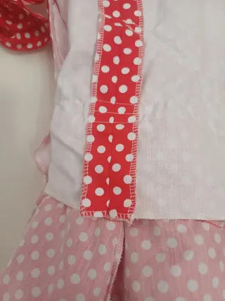 Traje Flamenca Niña Rojo Lunares Blancos