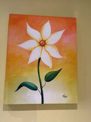 Cuadro Decorativo Flor Naranja y Blanca