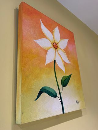 Cuadro Decorativo Flor Naranja y Blanca