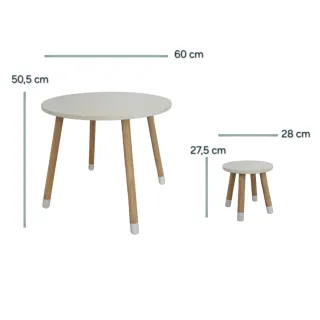 Mesa y 2 taburetes infantiles (0-5 años)