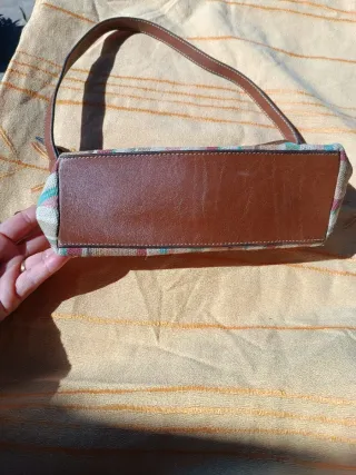 Bolso de mano  tela y Cuero