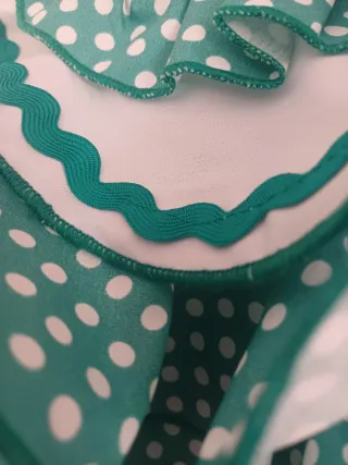 Traje Flamenca Niña Verde Lunares